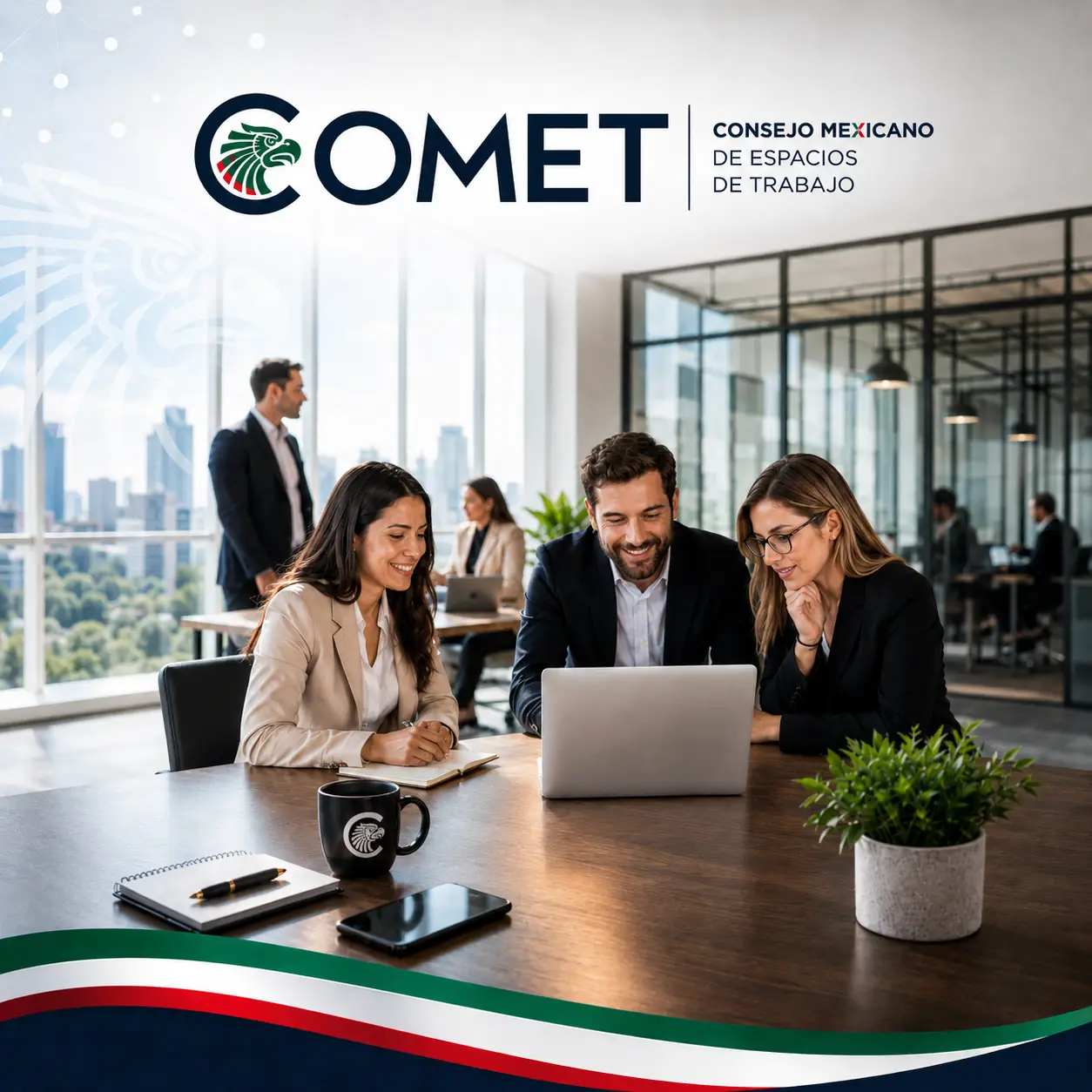 Profesionales colaborando en un espacio de trabajo de COMET